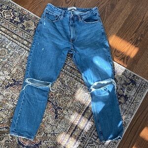 Abercrombie & Fitch Skinny High Rise Ripped Blue Jeans (Curve Love)